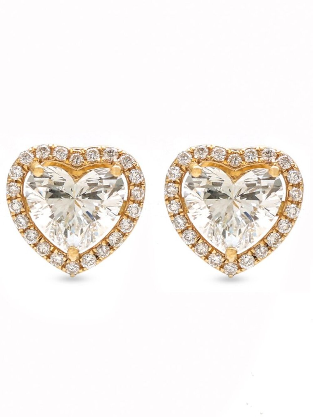 Heart Cut 18K Lab Diamond Yellow Gold Stud Earrings